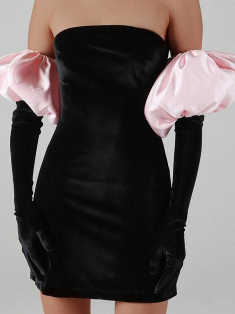 

Casual Dresses Women Long Puff Sleeve Off Shoulder Mini Dress Summer Elegant Evening Party White Black Vestidos Sexy Kawaii Clothes, Blue