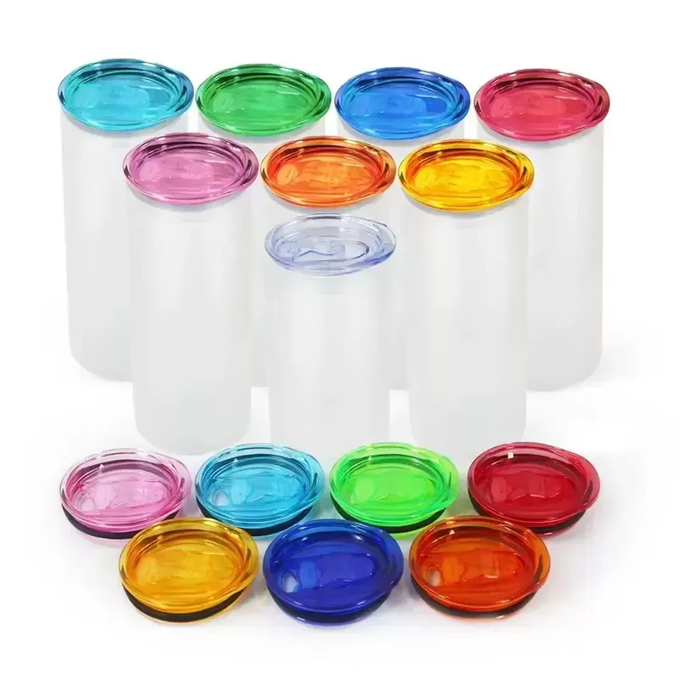 

Colorful Sliding Lids For 15oz 20oz Stainless Steel Straight Tumbler 25oz Glass Can Replacement Lid Spill Proof Splash Resistant Silicone Covers sxjul24