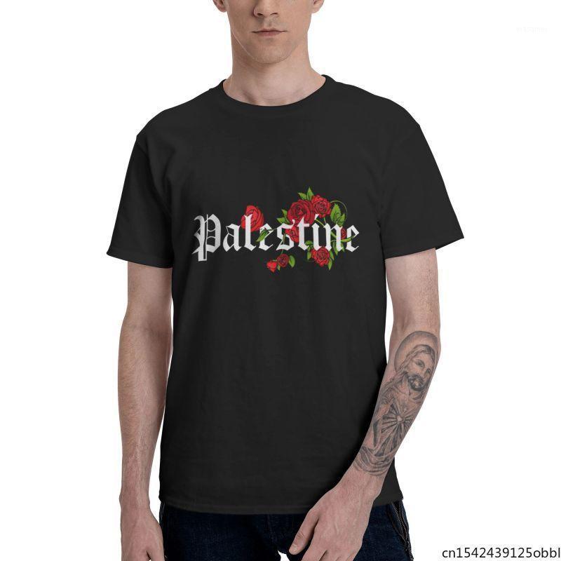 

Men's T-Shirts Palestine And Red Rose Men Graphic T Shirt Short Sleeve Unisex Summer Trend Lycra Casual Size -5XL