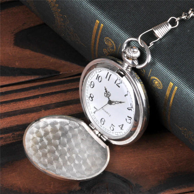 

10pcs Large Silver Star Trek pocket watch fashion necklace cartoon animation rocket manufacturer wholesale-1-6, Black