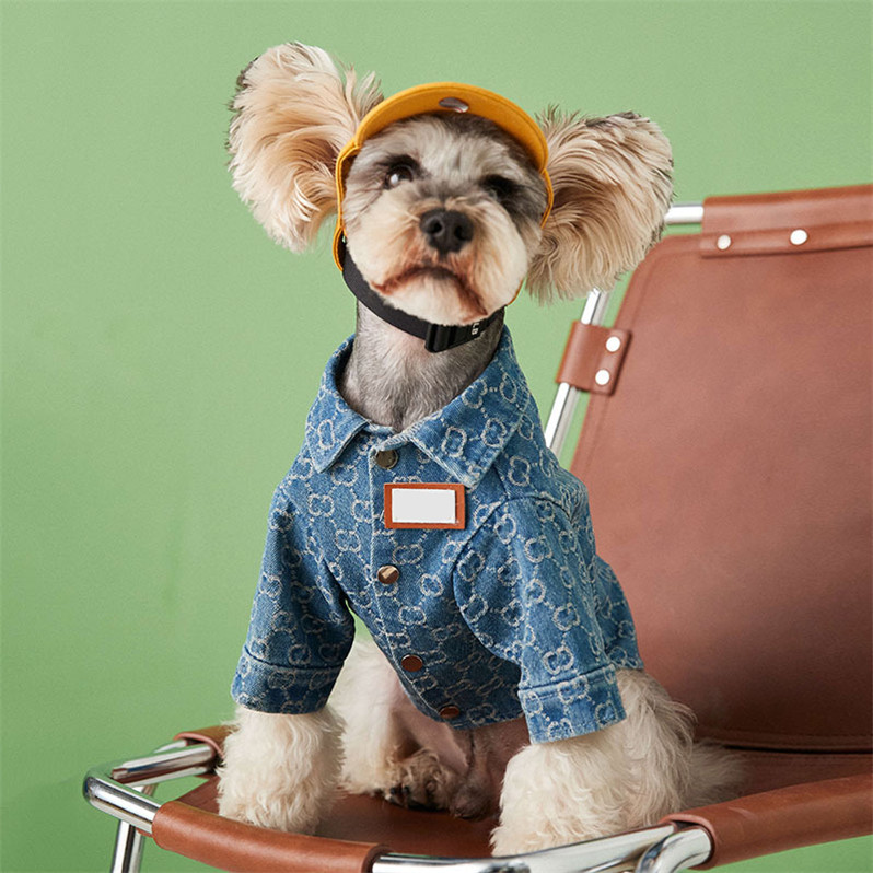 

Handsome Dog Denim Shirt Spring Autumn Teddy Dog Clothes Outerwear Bulldog Schnauzer Corgi, As pic