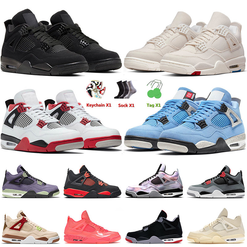 

2022 Top Quality Mens Basketball Shoes Black Cat 4 4s IV Canvas University Blue Jumpman Infrared Red Thunder Fire Sail Men Women Trainers, C5 canyon purple 40-47