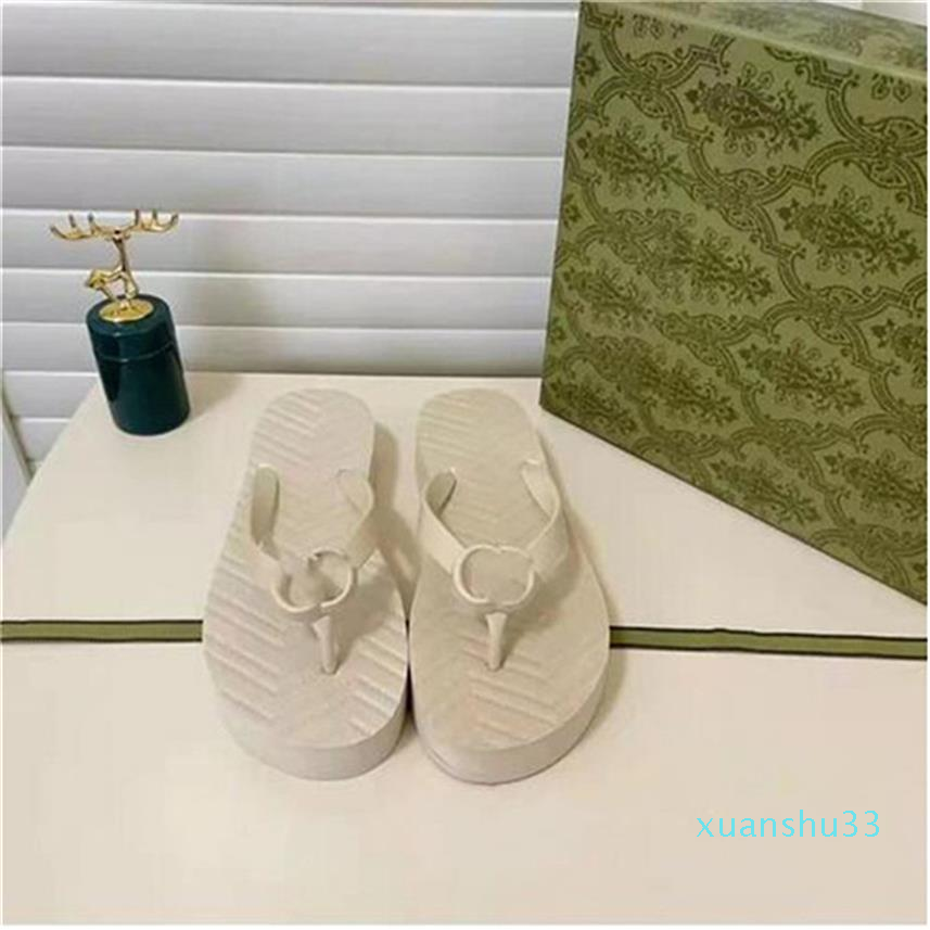 

2022 Women V-shaped Flip Flops slippers Sandal Fashion Rubber Platform beach Sandals Top Designer Ladies cool Striped slides shoes172v5