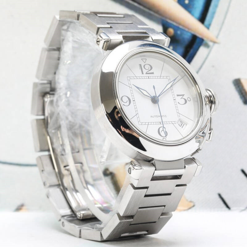 U1 Top-grade AAA 35mm Pasha De W31089M7 Montres Cadran Blanc Miyota Chronographe Automatique Montre Homme Chronomètre Bracelet Acier Inoxydable H