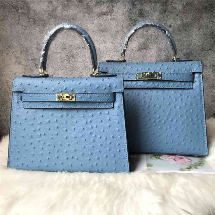 

Designer Handbags Just Gu 30 Jia Same European Station Ostrich Grain Cowhide Herme Leather Women's Shoulder Slant Span Bag, Royal blue 25