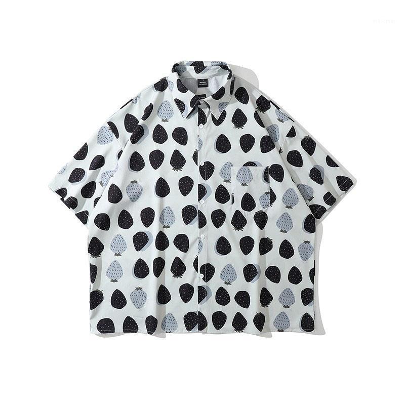 

Men's Casual Shirts Men Shirt Short Sleeve 2022 Arrival Summer Loose Male Thin Comfortable Love Strawberry Korean Style S32, 3083