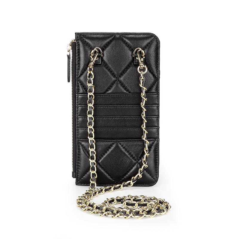 

Evening Bags Sheepskin Satchels Mobile Phone Wallet Fashion Lady Vertical Sloping Crossbody Bag Leather Fragrance Linge Small Shoulder Purse, Black