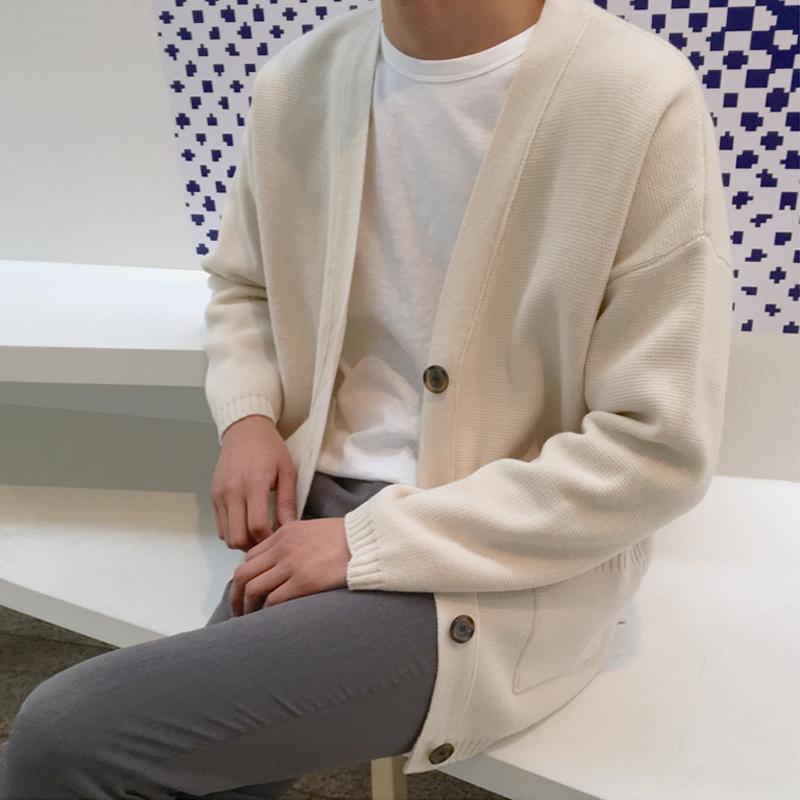 

Men's Sweaters Men Spring Autumn Fashion Solid Color Cardigan Clothing Streetwear Sweater Coats Male V-neck Knitted Jackets V99Men's, Mibaise