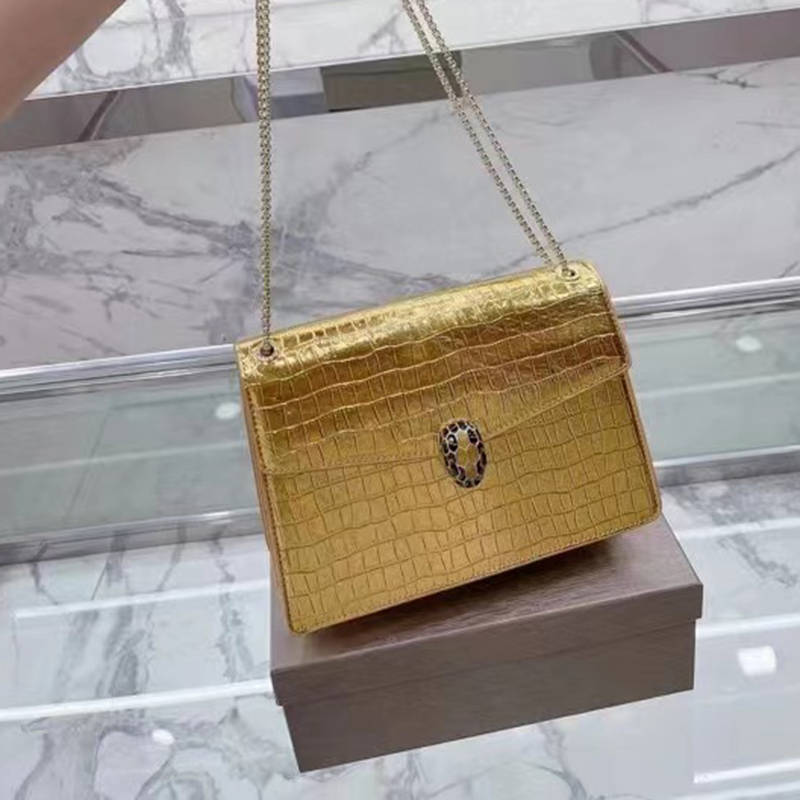Designer Women Serpentine Shoulder Bag Luxurys Designers Bags Golden Double Snake Head Hasp Flap Handbags Lady Genuine Leather Party Crossbody Ha
