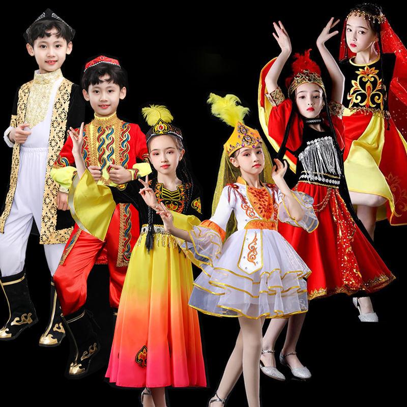 

Stage Wear Xinjiang Dance For Children Chinese Ethnic Clothing Uyghur Traditional Clothes Festival Performance Princess CosplayStage