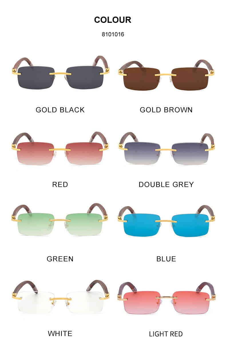 

Brand Luxury Custom Shad Rimls Square Fram glass Men Sun Shade Fashion Wood Glass