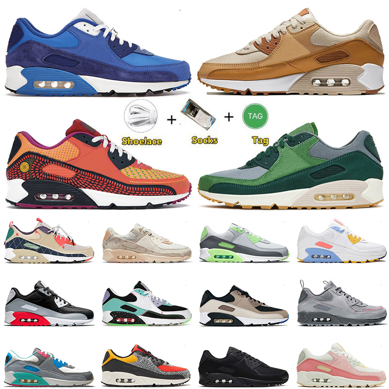 

2022 New Arrivals OG Sports 90s Running Shoes Amax Bred Lucha Libre Peace Surplus Black Offs White Polka Trail Team Gold Laser Blue Men Women 90s Trainers Sneakers, A31 camo green 36-46