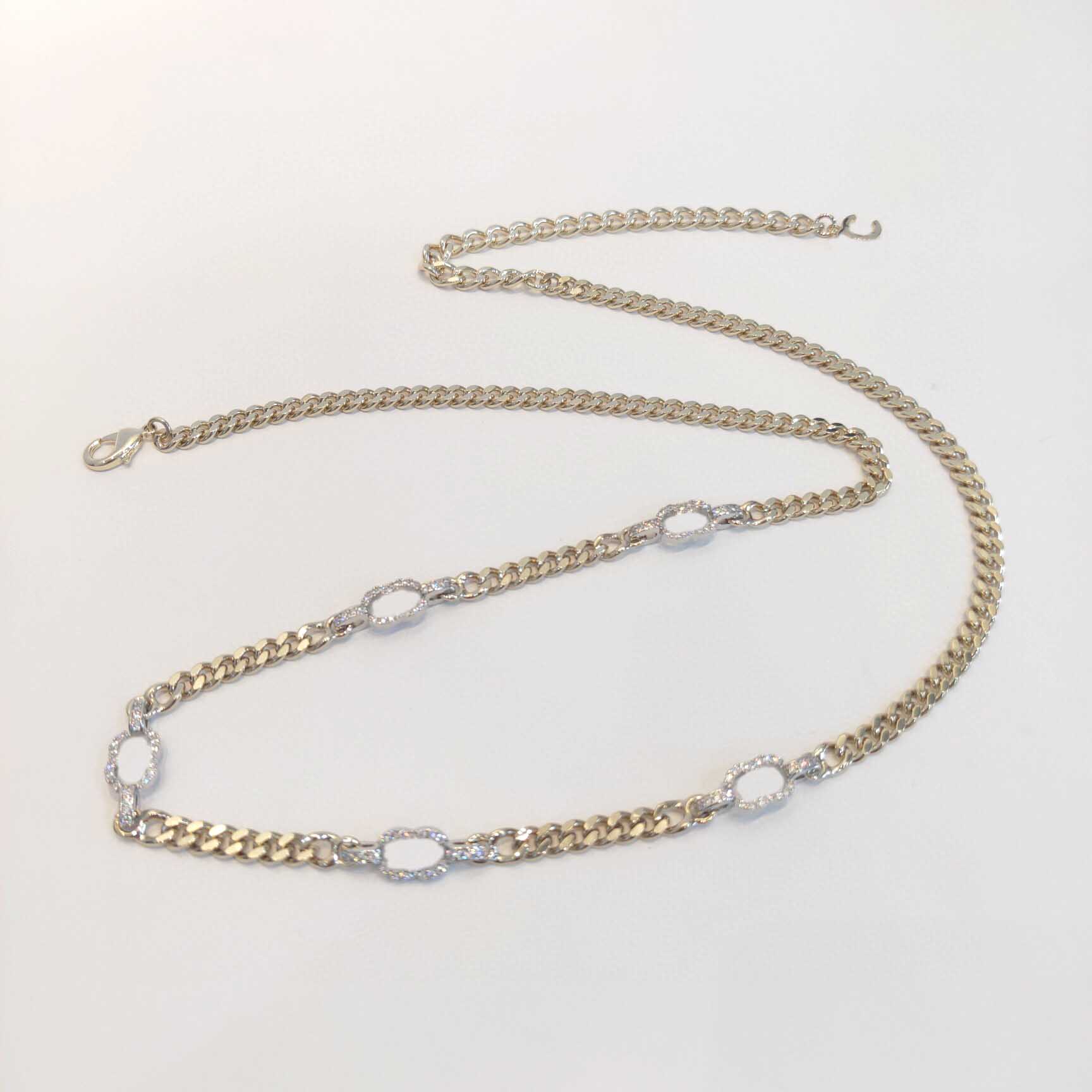 

2022 Top quality Charm belt chain with words and sparkly diamond in 18k gold plated for women wedding jewelry gift have box stamp PS7740