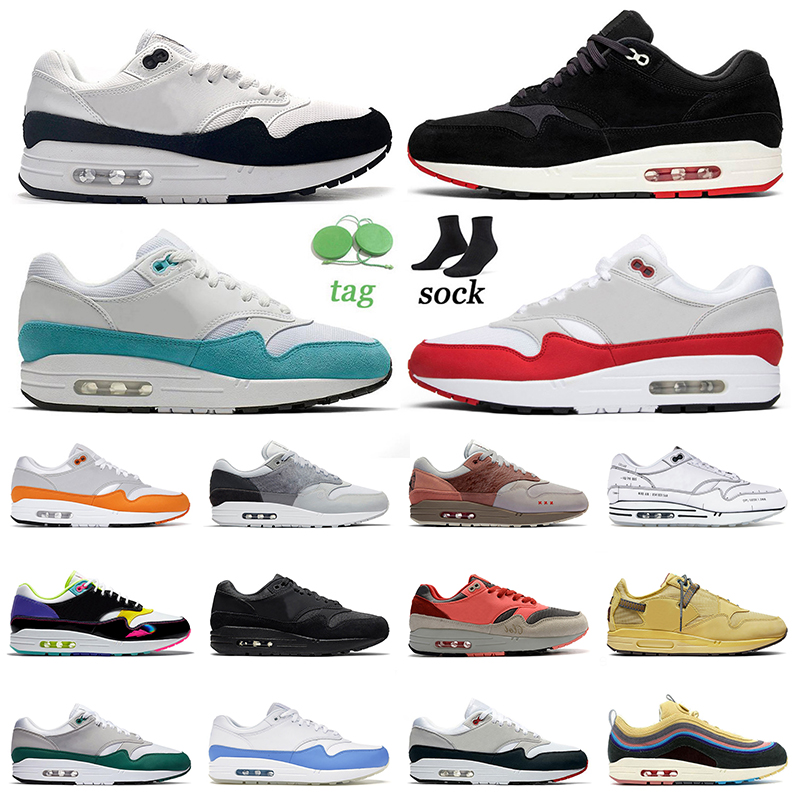 

1 87 Cushion Sports Running Shoes White Black Bred Atomic Teal OG Anniversary Royal London Patta Magma Orange University Blue Mens Women Designer OG Sneakers 36-45, A24 patta purple 40-45