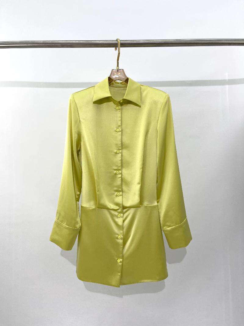 

Casual Dresses Women Fashion Long Sleeve Lapel Glossy Dress 0701Casual