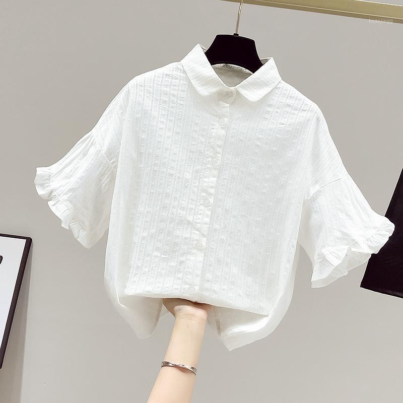 

Women' Blouses & Shirts 2022 Summer Fashion Flare Short Sleeves Turn Down Collar Shirt Students Girls Ladies Casual Tops, Picture color