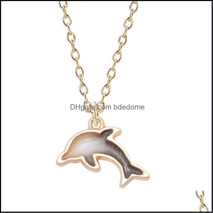 

Pendant Necklaces Pendants Jewelry Trendy Creative Diy Gold Enamel Alloy Dolphin Necklace For Wo Dherj