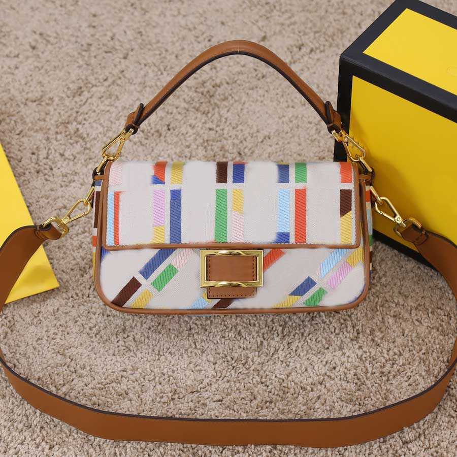 

messenger Fashion women bag designer famous brand rainbow canvas letter pattern stitching high-quality high-capacity handbag, Multi-color