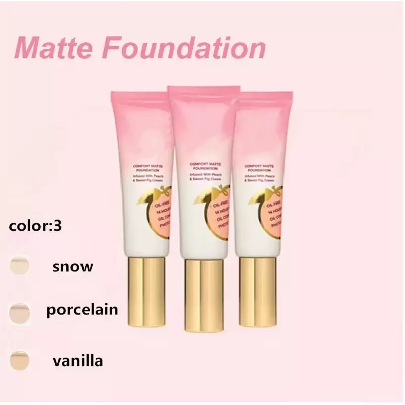 

Face Foundation Peach Perfect Comfort Matte Foundation Infused With Peach&Sweet Fig Cream Have 3 Colors 48ml, As picture