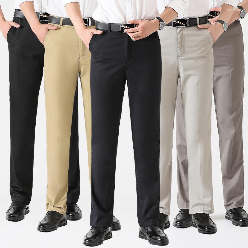 

Men's Pants Casual Cotton Straight Spring Summer Fashion Trouser Mens Pant Classics Business Stretch Regular Black Blue KhakiMen's Naom22, Khaki