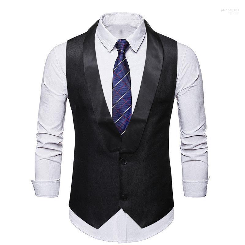 

Men' Vests Mens Black Shawl Collar Suit Vest 2022 Brand Slim Fit Wedding Waistcoat Male Business Formal Dress Chaleco Hombre Phin22, White