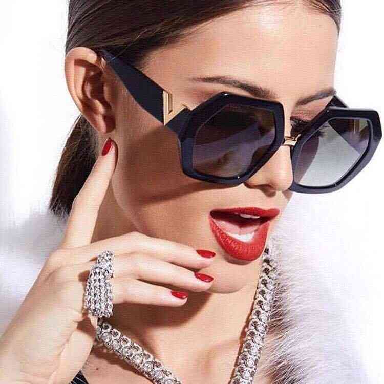 

Sunglasses Fashion polygon large frame sunglasses female driver's versatile thin glasses Star