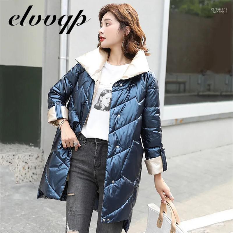 

Women's Down & Parkas 2022 Bright Parka Jacket Clothing Korean Loose Medium Length Thick Warm Coat Fashion Winter LU1674 Kare22, Black parkas