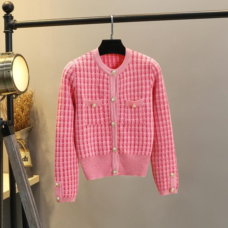 

Women's Knits & Tees 2022 Spring Autumn Small Fragrance Knitted Cardigan Crop Top Women Korean Fashion Chic Single-breasted Thin Sweater Pul, White