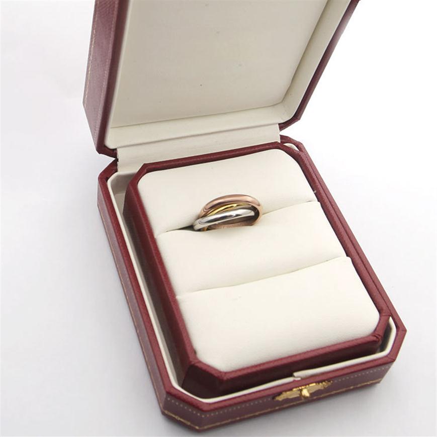

Luxury Designer Jewelry Women Ring Tri-color Couple Ring Inletted Three Rings High end Fashion Design290u