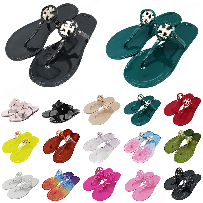 Tories Designer Sandals Jelly Tong Tongs tongs glissades Slippers Femme Summer Beach Chaussures Depuis les baskets plates ébloui