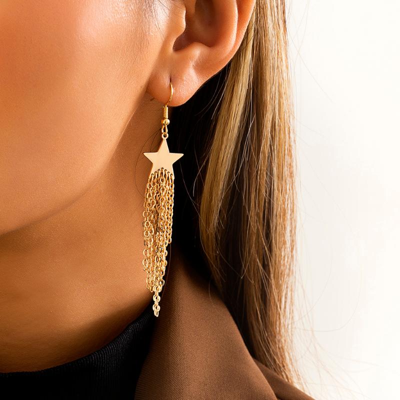 

Dangle & Chandelier Ingemark Minimalism Star Long Tassel Pendant Drop Earrings For Women Girls Vintage Geometric Jewelry Valentine Day Gift