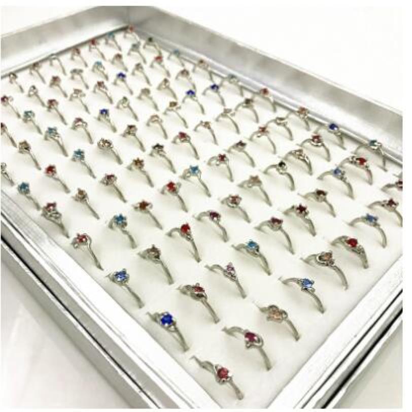 

Band Rings Jewelry Qianbei 50Pcs/Set Whole Mixed Lots Shiny Crystal Rhinestone Kid Children Engagement Wedding Bridal Finger Ring Drop Deliv