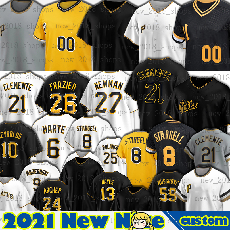 

21 Roberto Clemente Pittsburgh Jerseys Baseball Willie Stargell Kevin Newman Baseball Roberto Perez Yoshitomo Tsutsugo Cole Tucker Ke'Bryan Hayes Anthony Alford, Custom cool base men jersey