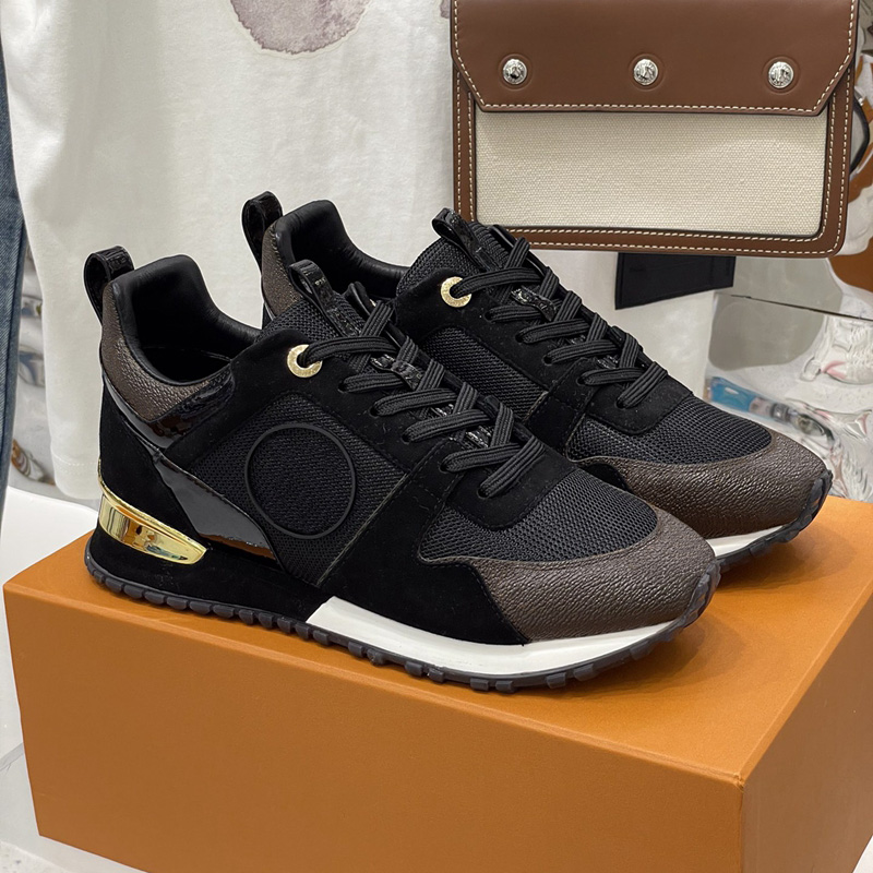 Woman Run Away Sneaker Circle Signature Classic Run Shoe Black White Khaki Green Suede Leather Lady Dad Sneakers Wedge Shaped Outsole Casual Fashion