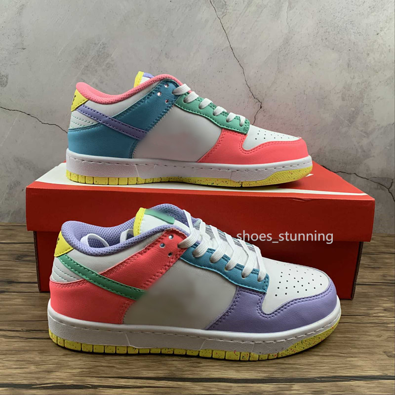 Top A1A Qualité Skateboard Chaussures Duks Low SE Blanc Vert Glow-SunSet Pulse Couleur Unisexe Chaussures De Loisirs Baskets Livrées Avec ShoeBox