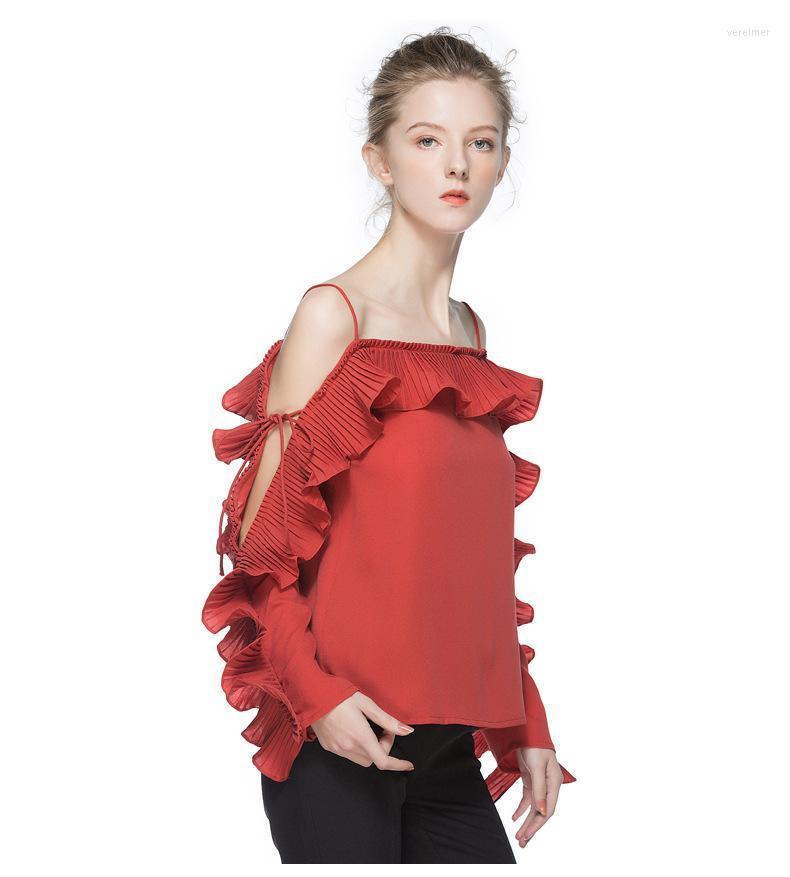 

Women' Blouses & Shirts Urumbassa Women Ruffles Blouse 2022 Spring Off-shoulder Tops Sexy Casual ShirtsWomen' Vere22, Black