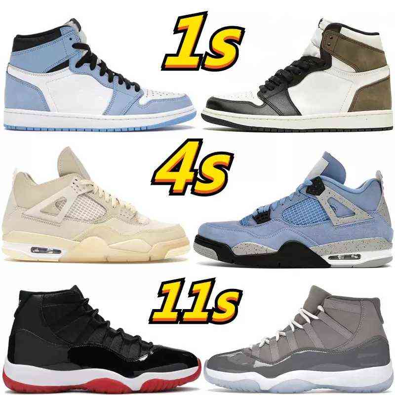 

men women 2022 Basketball shoes 1 1s University BLUE 4 4s red thunder 11 11s cool grey Dark Mocha bred black cat designer sneakers