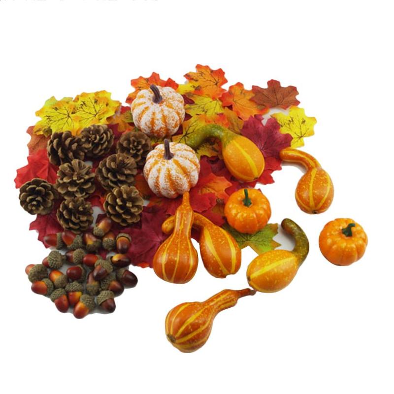 

Party Decoration Mini Artificial Autumn Pumpkin Pinecones Leaves Acorns Berries Kit Halloween Thanksgiving DIY Po Props