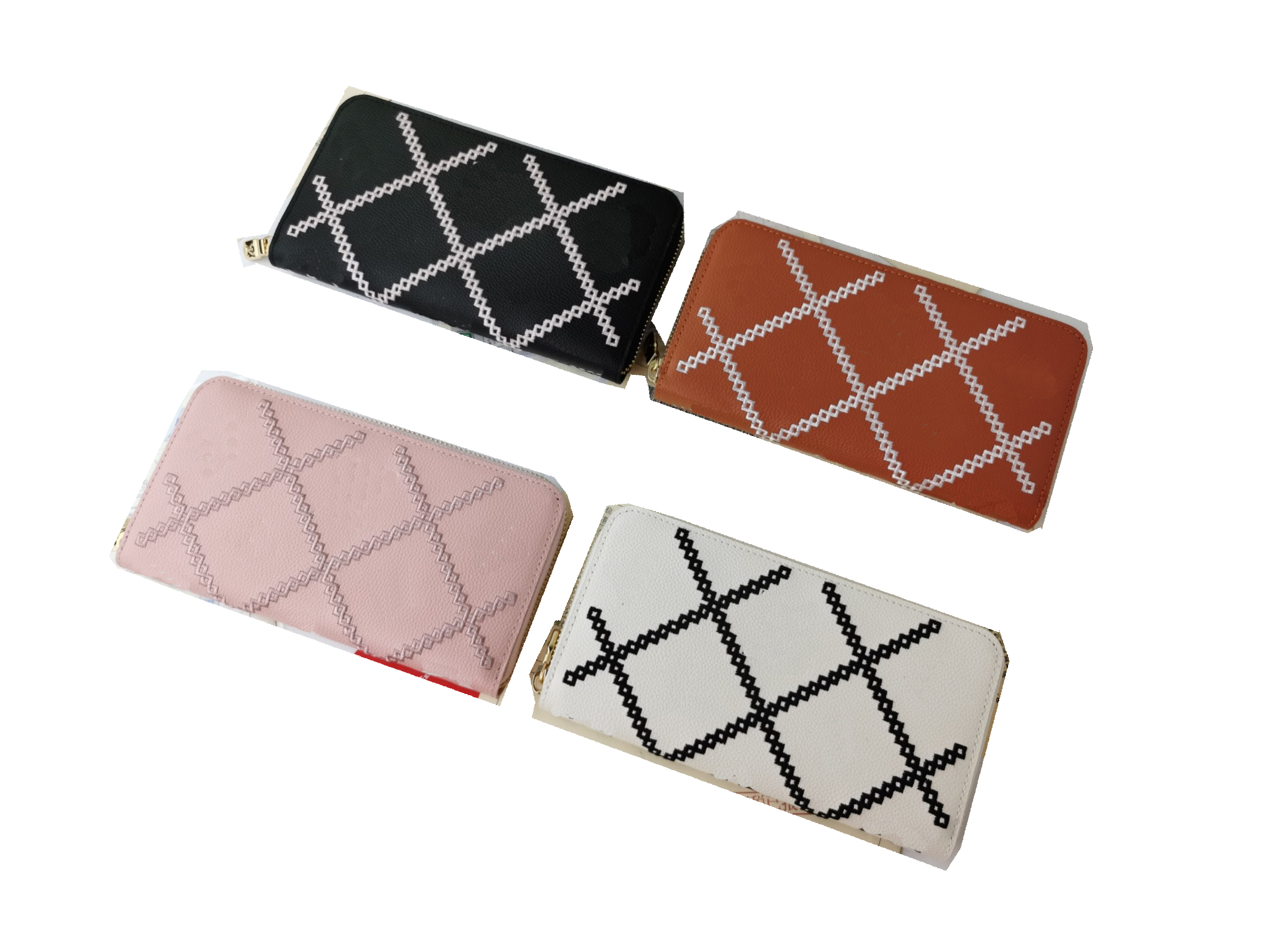 

2022 Designer Luxury Long Embroidered Standard Wallet with Box, Pink