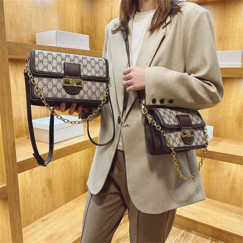 

66% OFF trendy bags 2022 New Designer Handbags version foreign style flower chain texture Backpack single diagonal cross hand, Brown large