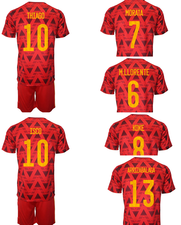 

Customized 22-23 10 ISCO Soccer Sets With Shorts shop online store for sale 8 KOKE 10 THTAGO 6 M.LLORENTE 13 ARRIZABALAGA kingcaps 7 MORATA 9 MORENO 10 GAVI football wear, 22-23 home