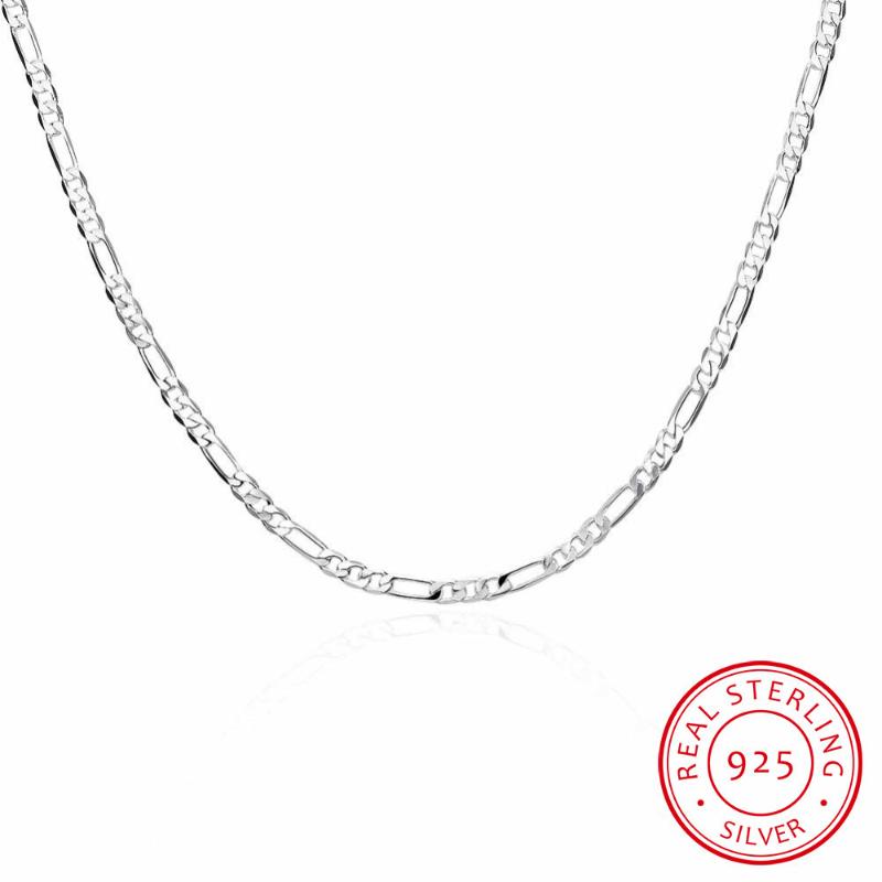 Chains Sizes Available Real 925 Sterling Silver 4mm Figaro Chain Necklace Womens Mens Kids 40/45/50/60/75cm Jewelry Kolye CollaresChains