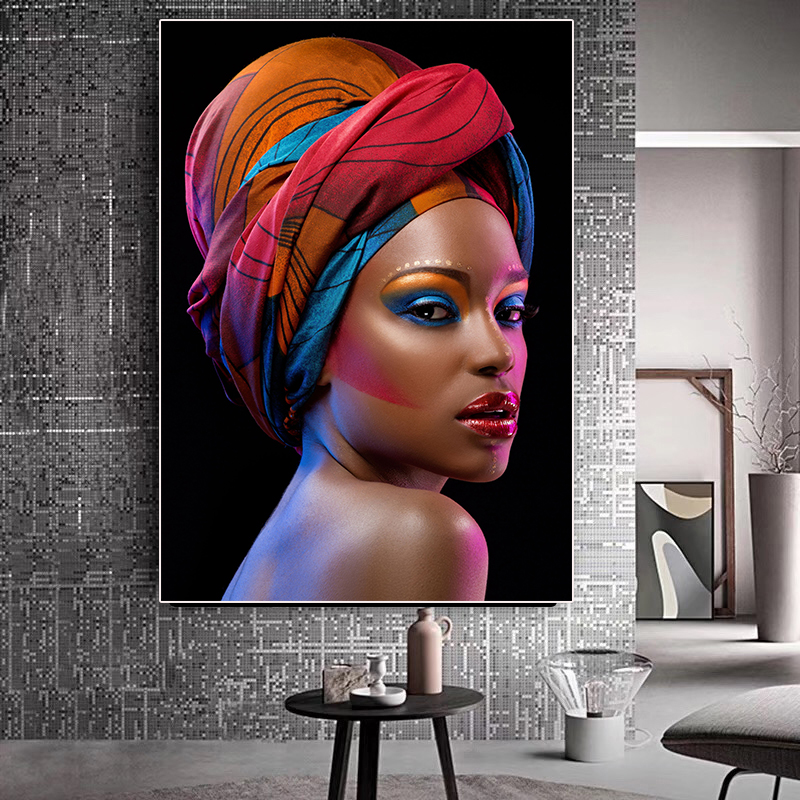 

Sexy Black Nude African Woman Red Lips Canvas Painting Cuadros Posters and Prints Scandinavian Wall Art Picture for Living Room