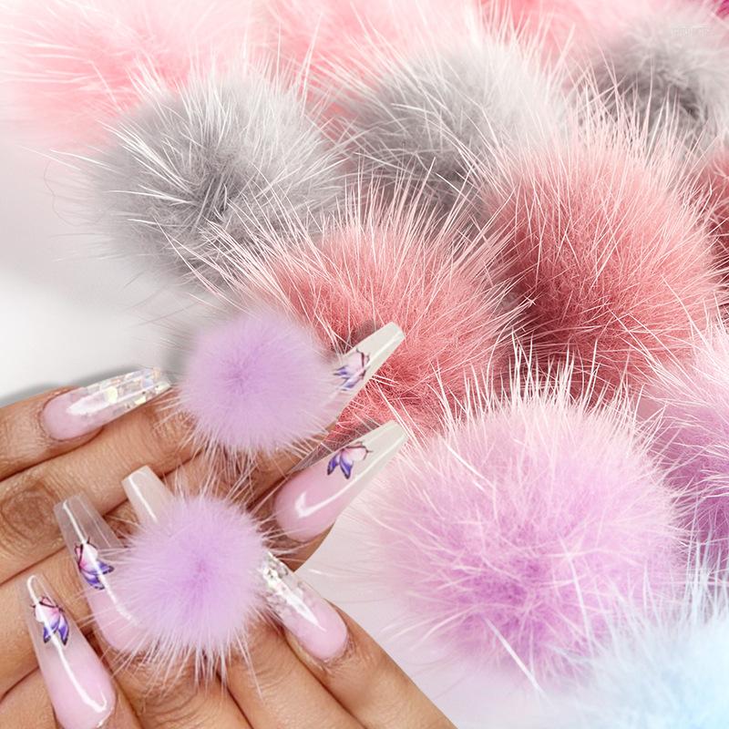 

Nail Art Decorations 6 Pcs/Set 8 5.6 1.3CM Boxed Fluff Ball Jewelry Detachable Magnet Winter Style DIY Fashion