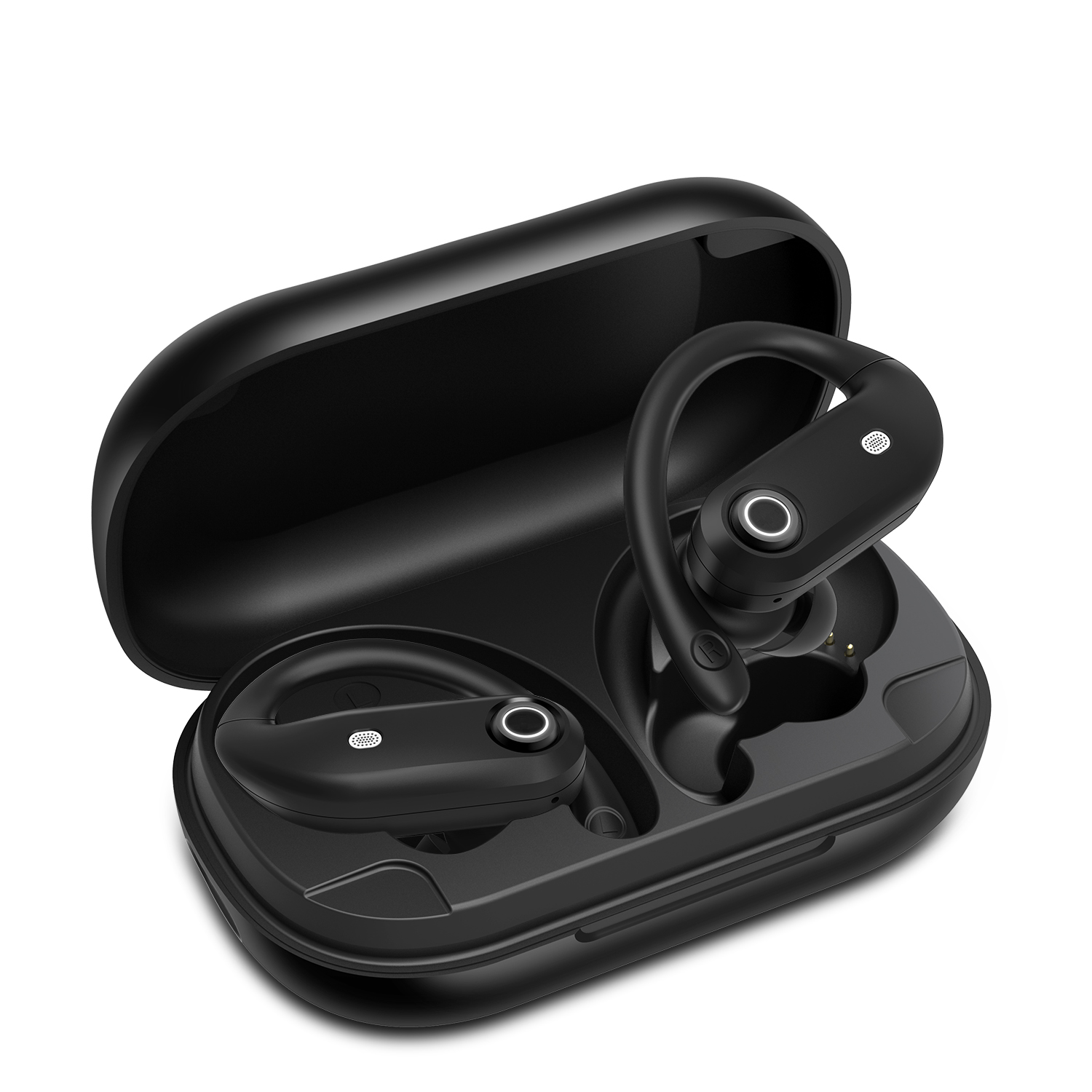 

K23 Tws Earhook Headphones 4-Mics Call Noise Reduction Wireless Earbuds IPX7 Waterproof Earphones For Sports Running Workout, Black