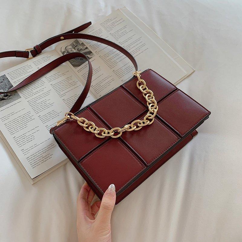 

Shoulder Bags High Quality Lattice Flap Women Leather Messenger Sac A Main Chains Bag Candy Color Crossbody HandbagShoulder, Black