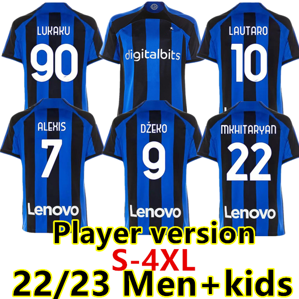 

S-4XL LUKAKU 90 soccer jersey 22 23 home BARELLA VIDAL LAUTARO INTERS ERIKSEN ALEXIS DZEKO CORREA AWAY Gosens MILANS UNIFORMS football shirt 2022 2023 men kids kit, 22/23 kids home socks