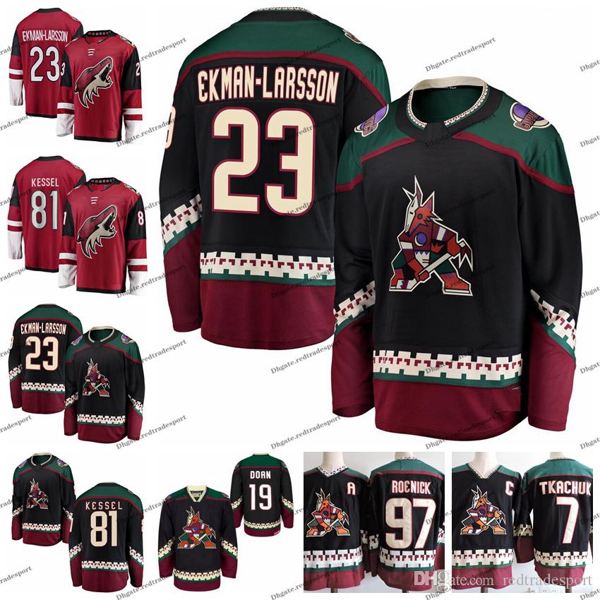 

hockey 2019 Arizona Coyotes 23 Oliver Ekman-Larsson 81 Phil Kessel Vintage Phoenix 19 Shane Doan 97 Jeremy Roenick 7 KEITH TKACHUK Hockey Je, Vintage black 19