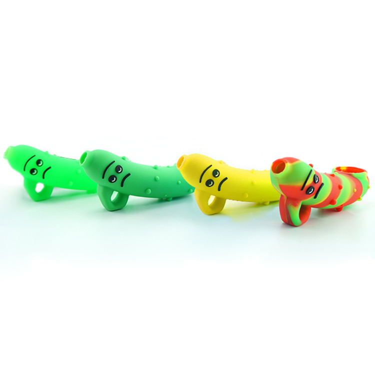 

Food grade silicone hand pipe banana cute smoking accessories with glass bowl for smoking