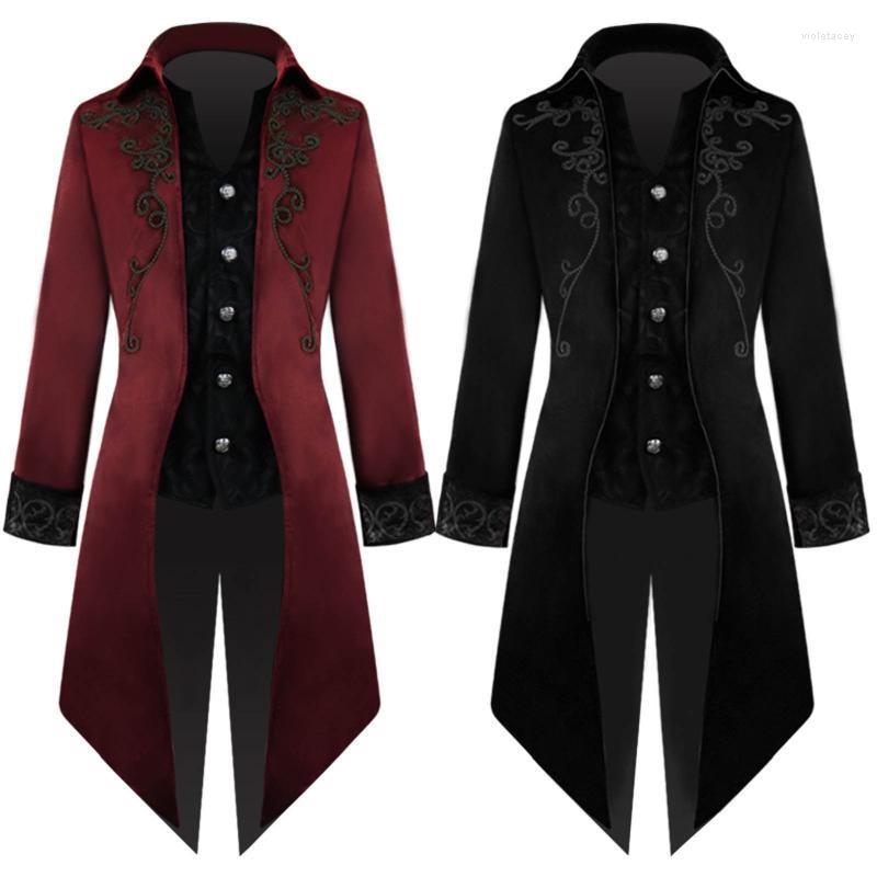 

Men' Wool & Blends Men Outwear Coat Medieval Victorian Costume Tuxedo Gentlema Tailcoat Gothic Steampunk Trench Vintage Frock Outfit ForMen, Bk